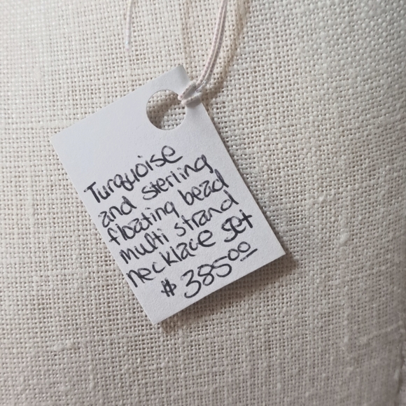 Hand Crafted Necklace & Earring Set Heirloom Sterling Blue Beaded Multistrand - Picture 4 of 6